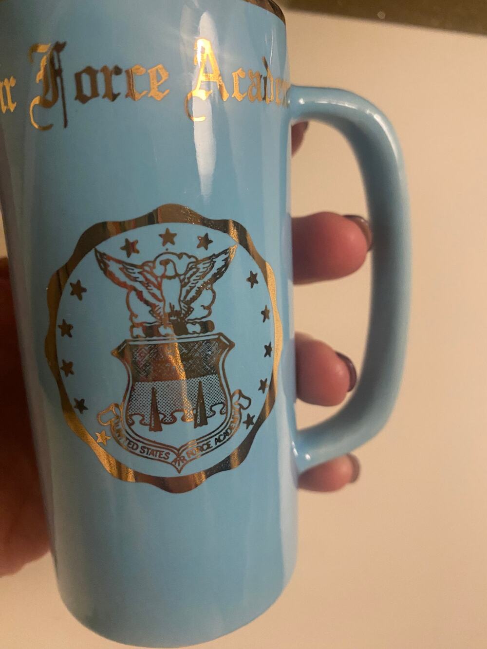 Vintage Air Force Academy Mug 1970s W.C Bunting Light Blue/Gold